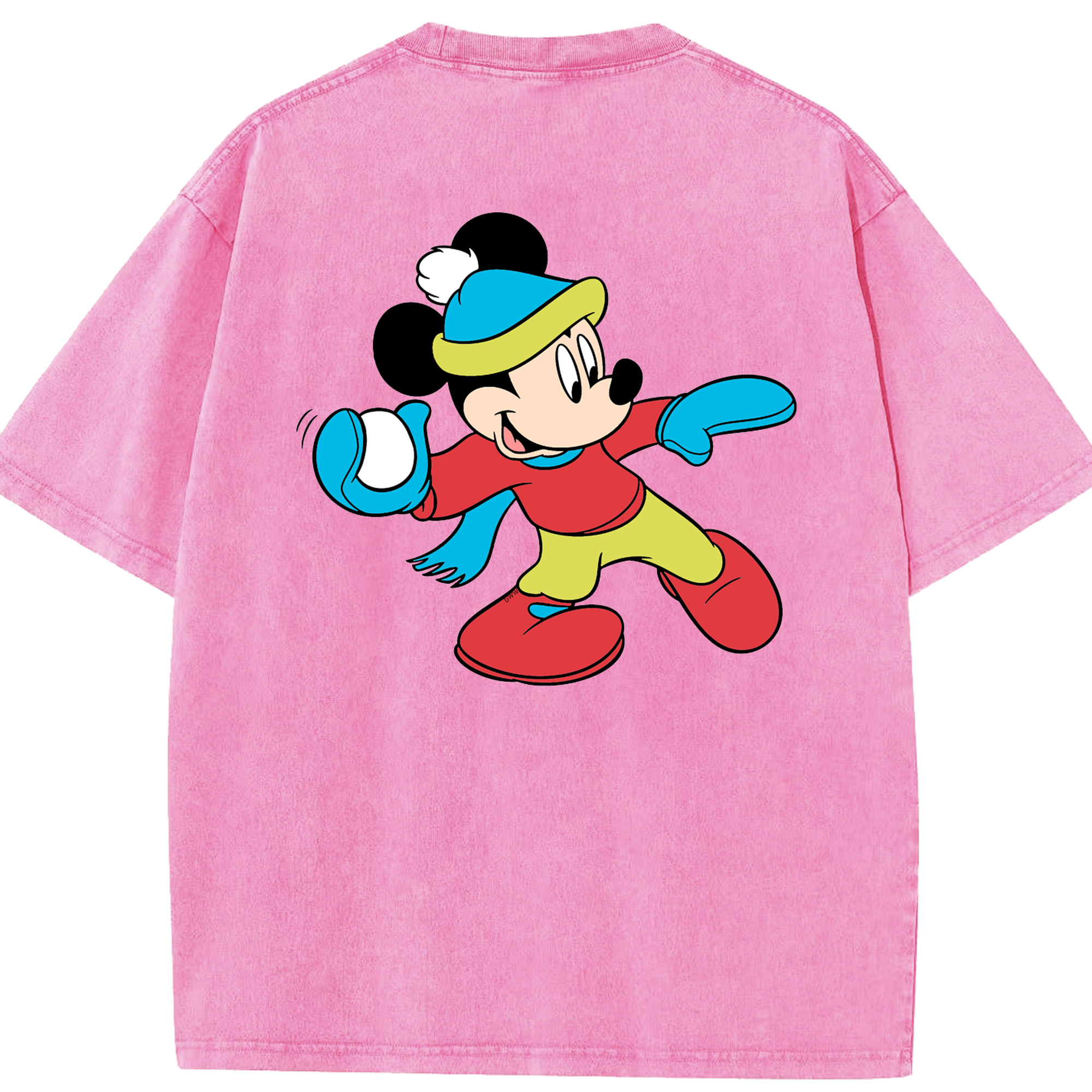 （画像用） ミッキーマウス Mickey Mouse 綿100% ヴィンテージ風 半袖Tシャツ（背面プリント）